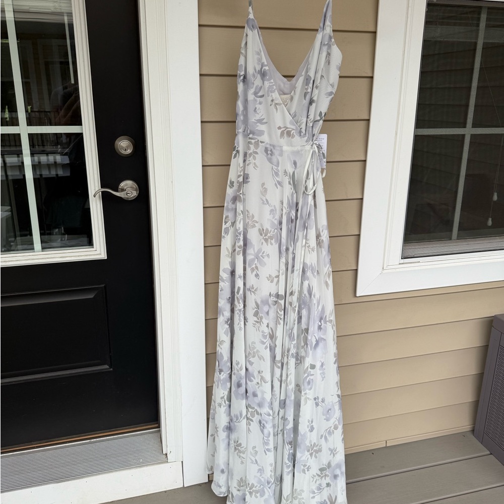 NWT Jenny Yoo Gray & Pale Purple Size 8 Floral Bridesmaid Dress